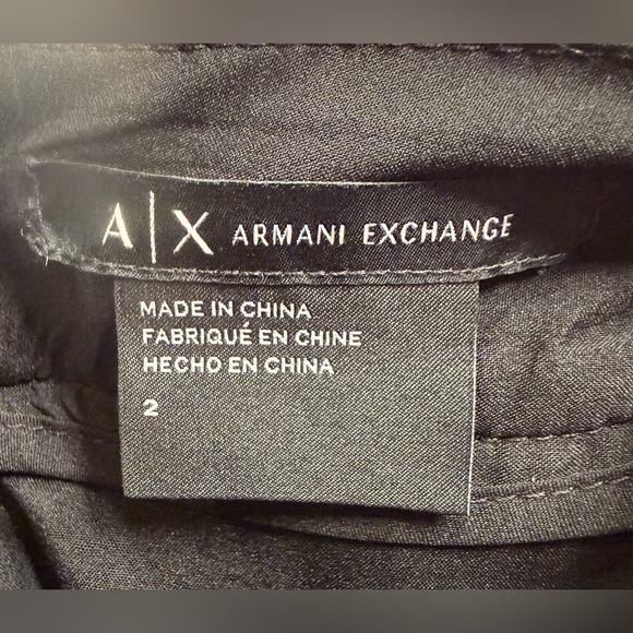 Armani Exchange A|X Tweed Mini Skirt Faux Leather Trim Black White Size 2 - Picture 10 of 11